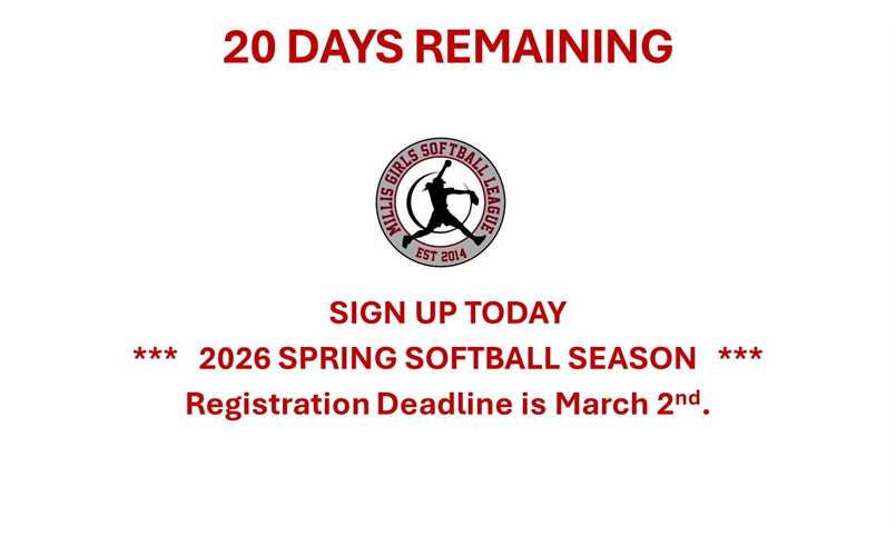 20 DAYS REMAINING FOR SPRING REGISTRATION