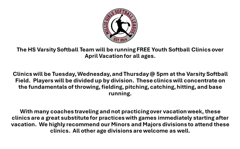 APRIL VACATION CLINICS